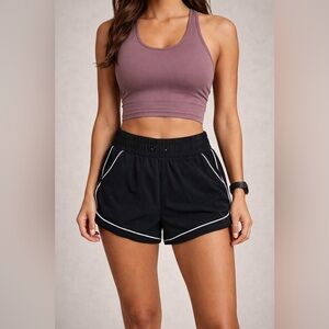 Women's Black Athletic Shorts with White Trim